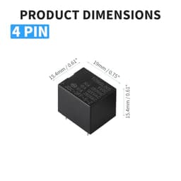 5 Pcs 5V DC PCB Power Relay, JQC-3FF T73, 4 Pin SPST NO
