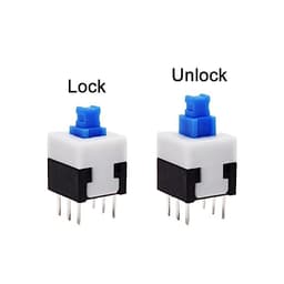 10Pcs Tact Tactile Mini On Off Self-Locking Switch Push Button Momentary Latching DIP 6 Pin with Cap(8.5x8.5mm,White Cap,Unlock)