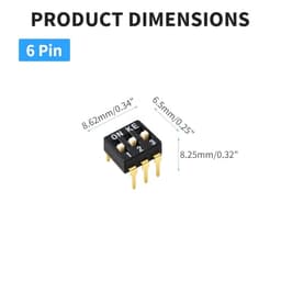 10 PCS 4 Pin 2 Positions DIP Switch, 2.54mm Pitch, Black