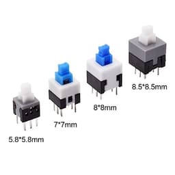 10Pcs Tact Tactile Mini On Off Self-Locking Switch Push Button Momentary Latching DIP 6 Pin with Cap(8.5x8.5mm,White Cap,Unlock)