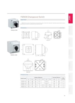 LW26 YMW26-32A Changeover Cam Rotaris Switch Two Poles with Waterprof Box IP65(01-1P)