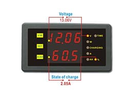 DC Voltage Current State of Charge (AH) Power Capacity Battery Monitor Watt Combo Meter 0-120V 0-1000A With Shunt (0-120.0V,0-750.0A)