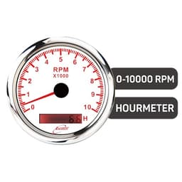 RACETECH 85mm White Electrical Tachometer 10000 RPM with Coil Filter