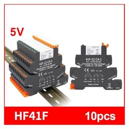 10PCS DIN Rail Relay Module HF41F with LED 6A Slim 5V 12V 24V High Frequency 41F-5-ZS 41F-12-ZS 41F-24-ZS