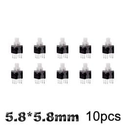 10Pcs Tact Tactile Mini On Off Self-Locking Switch Push Button Momentary Latching DIP 6 Pin with Cap(5.8x5.8mm,Blue Cap,Locking)