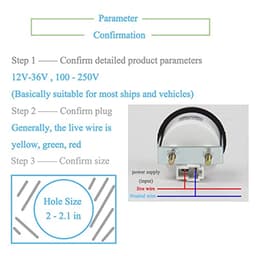 HiSport Hour Meter 12-36V DC AC Boat Marine Quartz Round Waterproof Hour Gauge for Boat Auto ATV UTV Snowmobile Lawn Tractors Generators Automotive