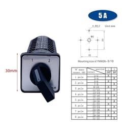 2 Position ON-ON 8 Poles 5A 690V Manual Transfer Selector LW26 LW28 LW39B YMW26-5/8 Changeover Cam Rotary Universal Switch