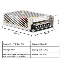 AC DC 5V 12V 24V 36V Power Supply 1A 2A 3A 4A 5A 6A 8A 10A 15A 20A 30A 220V to Led Converter(20a,OneColor)