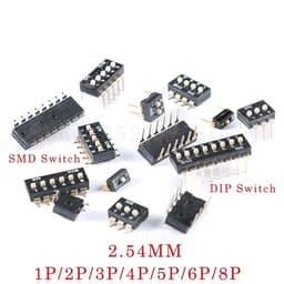 5Pcs/lot DIP Switch Toggle Switches 2.54mm SMD 1P/2P/3P/4P/5P/6P/8P Black .54MM(SMD 2P)