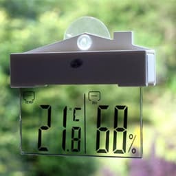 Temperature Humidity Meter Large LCD with Suction Cup, White