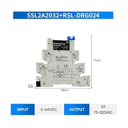 1Pcs Slim Relay modules DIN-Rail SSR Solid State Relay Integrated PCB 6A 2A DC Control AC 5V 12V 24V 220V Mount Power