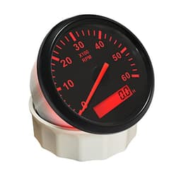 ELING 85mm Tachometer Gauge 6000RPM with Hour Meter for Truck Vessels Van with Red Backlight 12V 24V