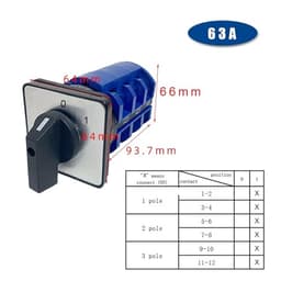 LW26-63 Universal Changeover Rotary Cam Switch 690V 63A 3 Poles Manual Control Dual Power Selector LW28 YMW26-63/3(01)
