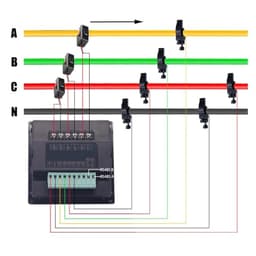 3 Phase Power Meter Ampere Voltage kwh watt VAR Factor Frequency LCD Multifunction with clamp Sensor CT(AC0-75A)