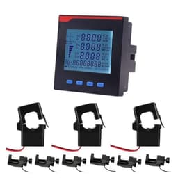 3 Phase Power Meter Ampere Voltage kwh watt VAR Factor Frequency LCD Multifunction with clamp Sensor CT(AC0-75A)