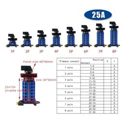 1pcs YMW26 LW26-25A DIN Rail Mounted LW28 Changeover Rotary Cam Switch 690V Selector Silver Contact Control Motor Off-ON(1P-4 Terminals)