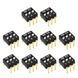 10 PCS 4 Pin 2 Positions DIP Switch, 2.54mm Pitch, Black
