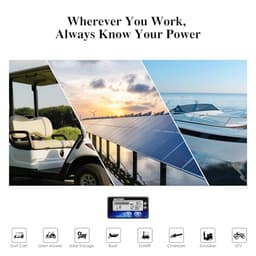 Battery Monitor, DC 12-48V Waterproof Meter with Voltage &%, Easy Snap-in Install, Memory Function, for Lead Acid/LiFePO4/Lithium, Ideal for Solar/PV