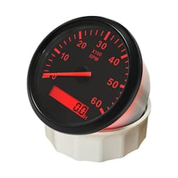 ELING 85mm Tachometer Gauge 6000RPM with Hour Meter for Truck Vessels Van with Red Backlight 12V 24V