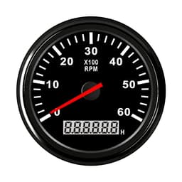 ELING 85mm Tachometer Gauge 6000RPM with Hour Meter for Truck Vessels Van with Red Backlight 12V 24V