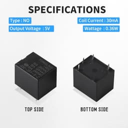 5 Pcs 5V DC PCB Power Relay, JQC-3FF T73, 4 Pin SPST NO