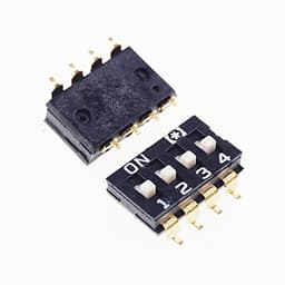 1000pcs/Tape&/Reel Dip Switches SPST 4 Position 2.54mm 0.100 Pitch SMD Slide (Standard) Actuator Raised Gull Wing Straight
