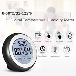 Digital Thermometer Hygrometer Temperature Humidity Meter Alarm Clock Touch Key with Backlight Centigrade/Fahrenheit Degrees