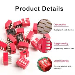 40pcs Slide Type Dip Switch Kit，Double Row Dip Switch, 1 2 3 4 Position 2.54mm PCB Mountable On Off Toggle Switch for Circuit,Breadboard