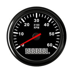 ELING 85mm Tachometer Gauge 6000RPM with Hour Meter for Truck Vessels Van with Red Backlight 12V 24V