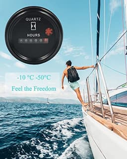HiSport Hour Meter 12-36V DC AC Boat Marine Quartz Round Waterproof Hour Gauge for Boat Auto ATV UTV Snowmobile Lawn Tractors Generators Automotive