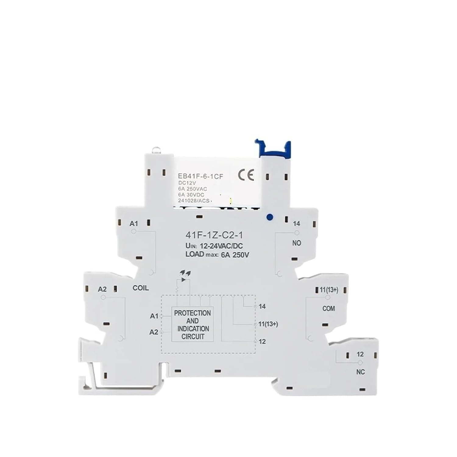 Slim Relay 41F-1Z-C4-1 Integrated PCB Mount Power with 12-24V Universal Base Industrial(1PC,12v 6A White Base)