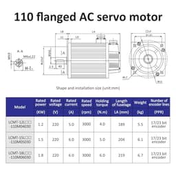 Servo Motor Servo Motor 1.2KW 1.5KW 1.8KW servo Driver kit 110ST 4Nm 5Nm 6Nm 3000rpm 220v ac Motor(1.2KW 17b Increment)