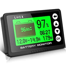 LNEX Portable Battery Monitor with Shunt, 500A Automotive Car Battery Monitor for RV 10V-120V, with High and Low Voltage Programmable Alarm and 26ft