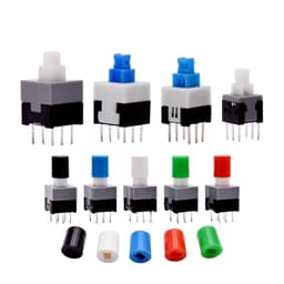 10Pcs Tact Tactile Mini On Off Self-Locking Switch Push Button Momentary Latching DIP 6 Pin with Cap(8.5x8.5mm,White Cap,Unlock)