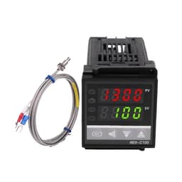 Dual Digital RKC PID Temperature Controller REX-C100 with Sensor Thermocouple K, Relay Output