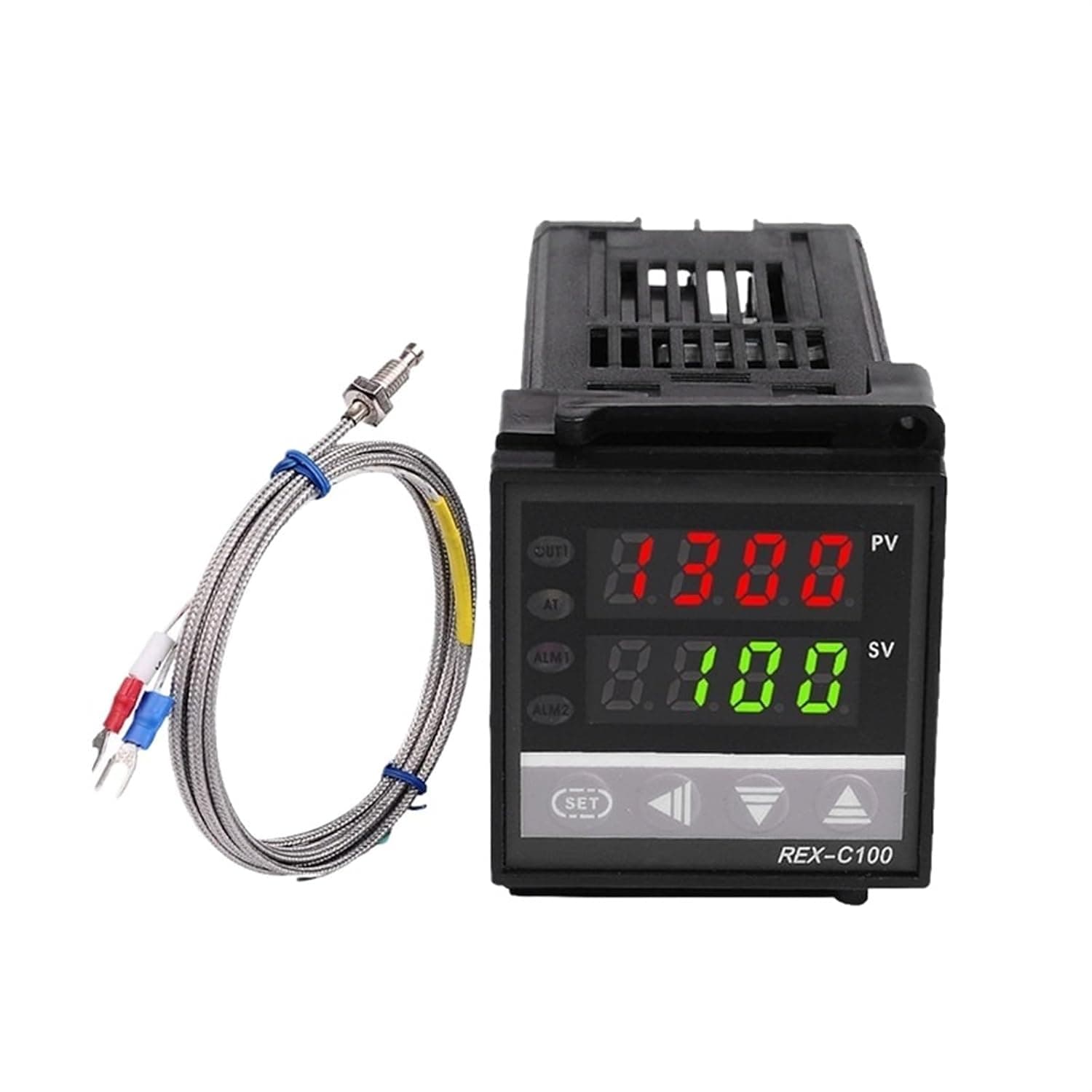 Dual Digital RKC PID Temperature Controller REX-C100 with Sensor Thermocouple K, Relay Output