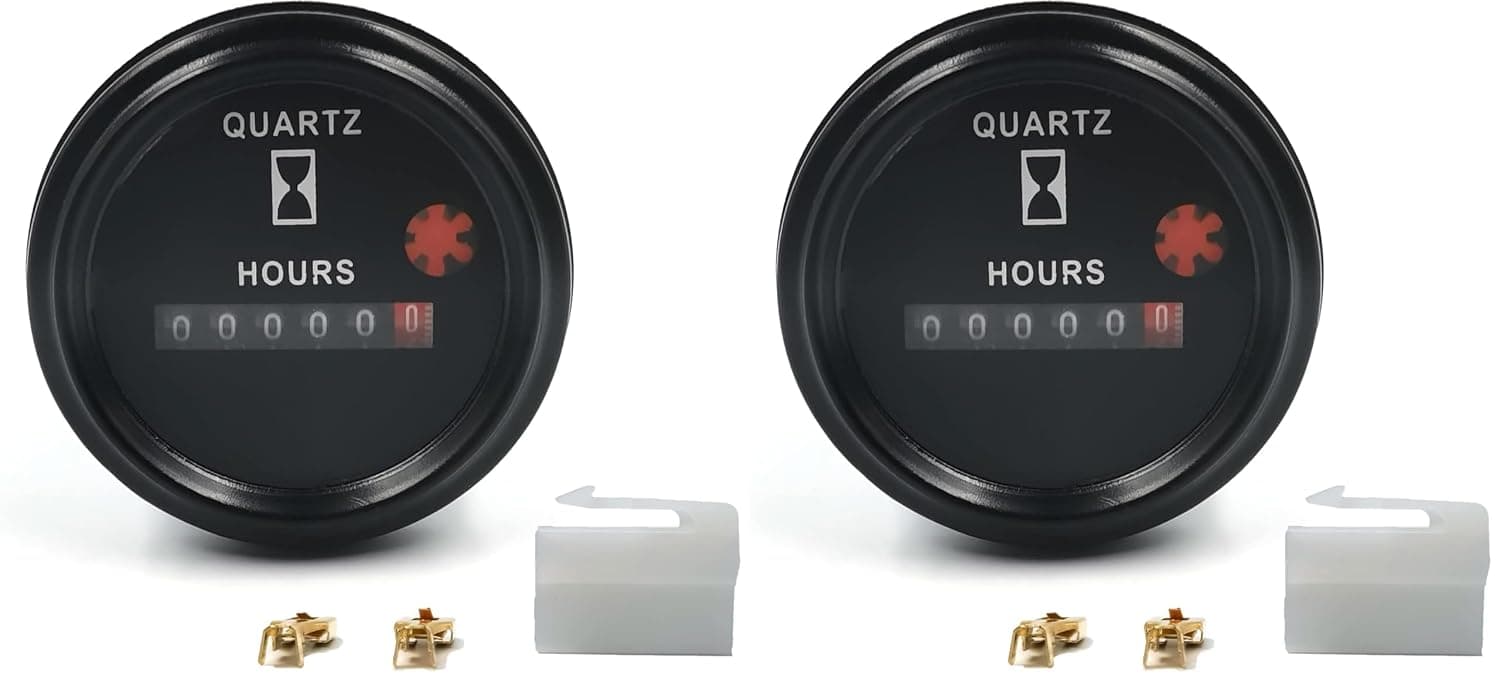HiSport Hour Meter 12-36V DC AC Boat Marine Quartz Round Waterproof Hour Gauge for Boat Auto ATV UTV Snowmobile Lawn Tractors Generators Automotive