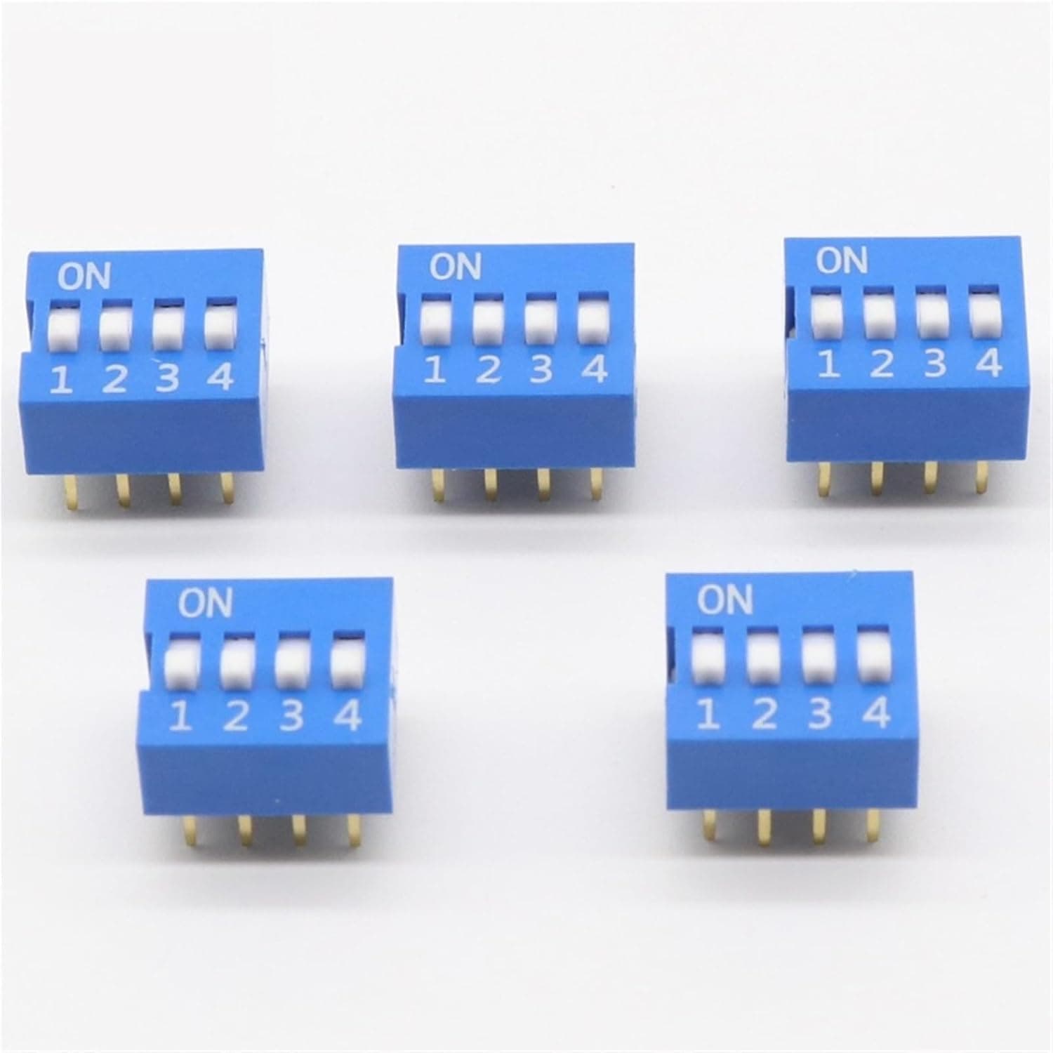 8Pin 4P Positions 2.54mm Pitch DIP Switch Blue 10Pcs