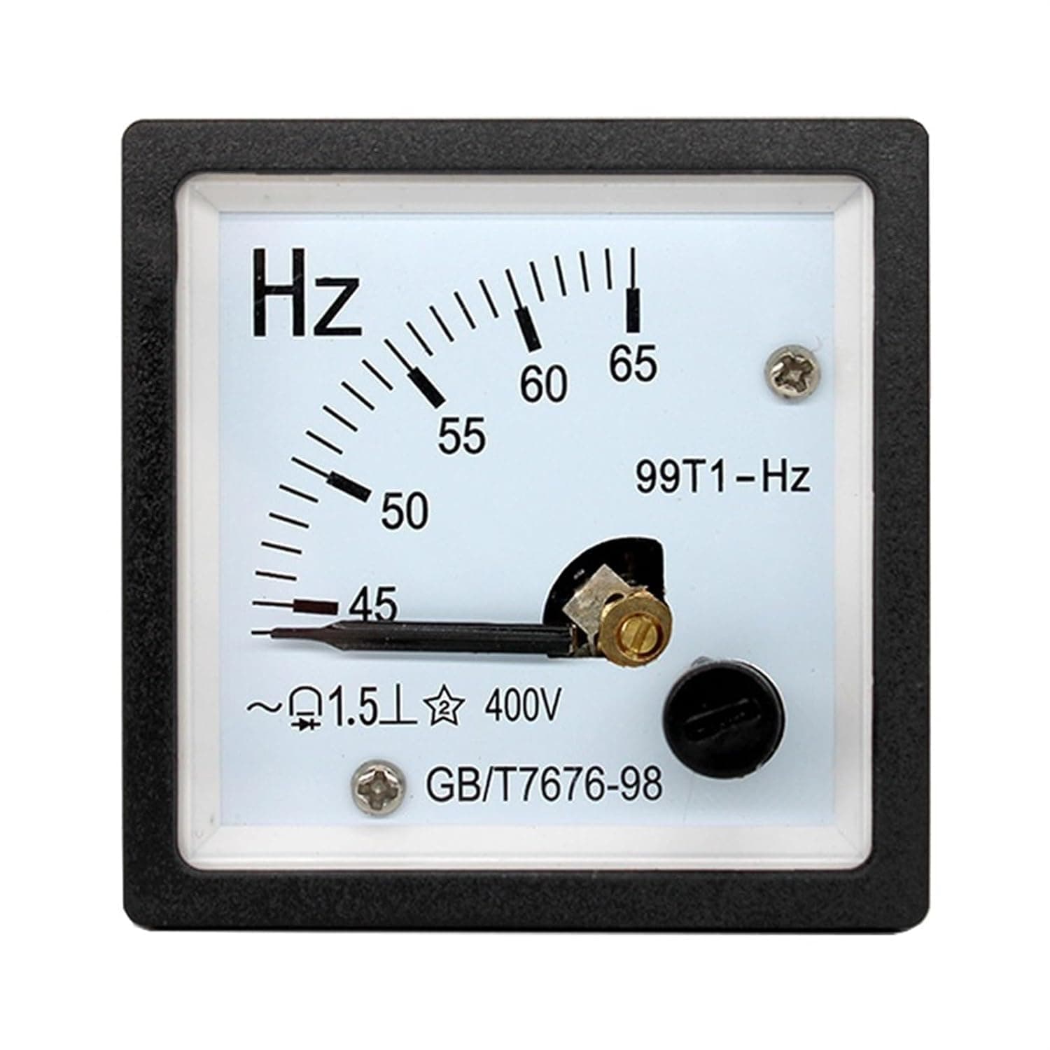 1pcs 48x48 99T1/SQ48-HZ 45-55HZ 220V 380V 400V Pointer Frequency Measuring Board Meter AC(45-65HZ,220V)