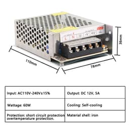 AC DC 5V 12V 24V 36V Power Supply 1A 2A 3A 4A 5A 6A 8A 10A 15A 20A 30A 220V to Led Converter(20a,OneColor)