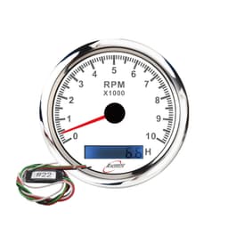 RACETECH 85mm White Electrical Tachometer 10000 RPM with Coil Filter