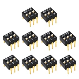 10 PCS 4 Pin 2 Positions DIP Switch, 2.54mm Pitch, Black