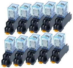 GUMMMY 10pcs MY2P HH52P MY2NJ 12V/24V AC/DC Coil General Purpose DPDT Micro Mini Relay with Socket (Size : DC 12V)