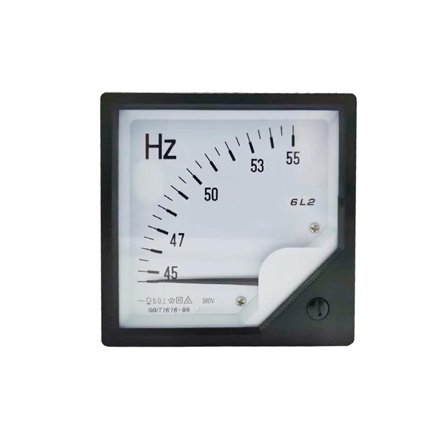 6L2-Hz AC Frequency Meter 45-55Hz/AC380V Sensor Excitation Hertz Voltmeter Square Pointer Voltage 80 * 80mm 1Pcs