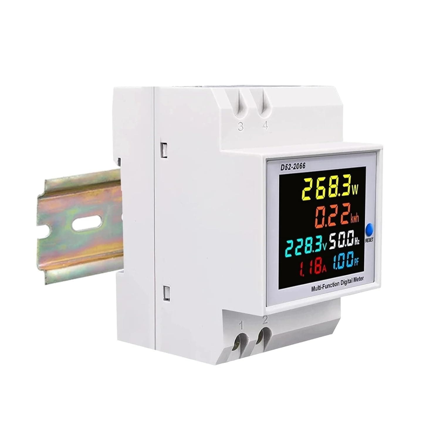 220V 380V Voltage 6IN1 Monitor AC Current Power Factor Active KWH Electric Energy Frequency Meter D52-2066 1Pcs(40-300V External CT)