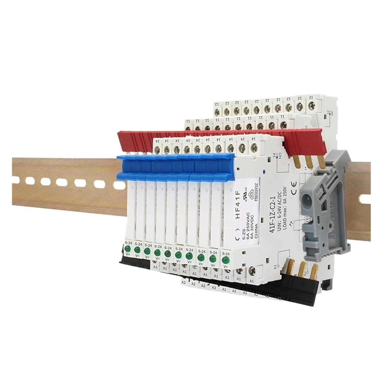 10pcs Rail Relay 5V 12V 24V Slim Relay Module 41F 6A 41F-5-ZS 41F-12-ZS 41F-24-ZS 30VDC(10PCS 5V)