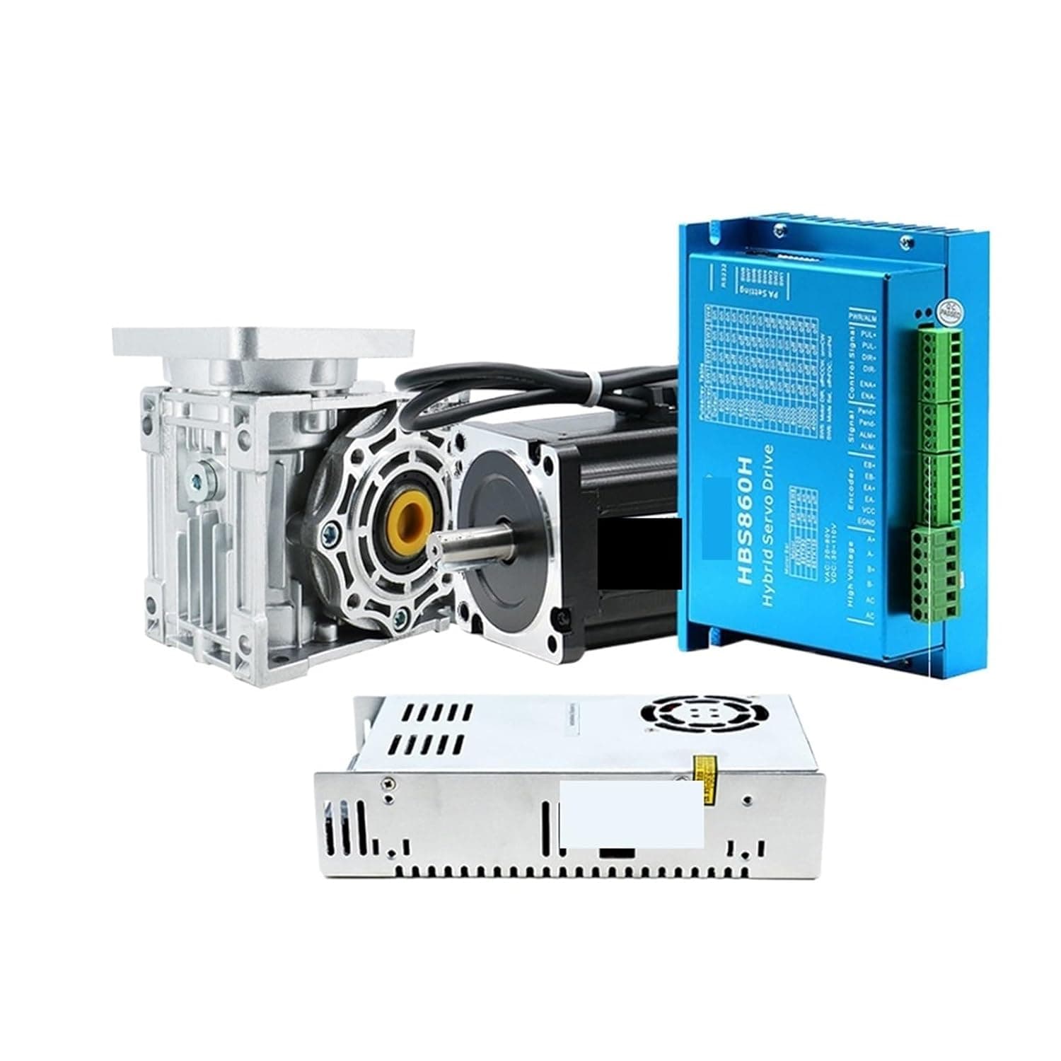 Closed Loop Stepper Motor Driver Encoder Worm Gear Reducer Power Supply Kit